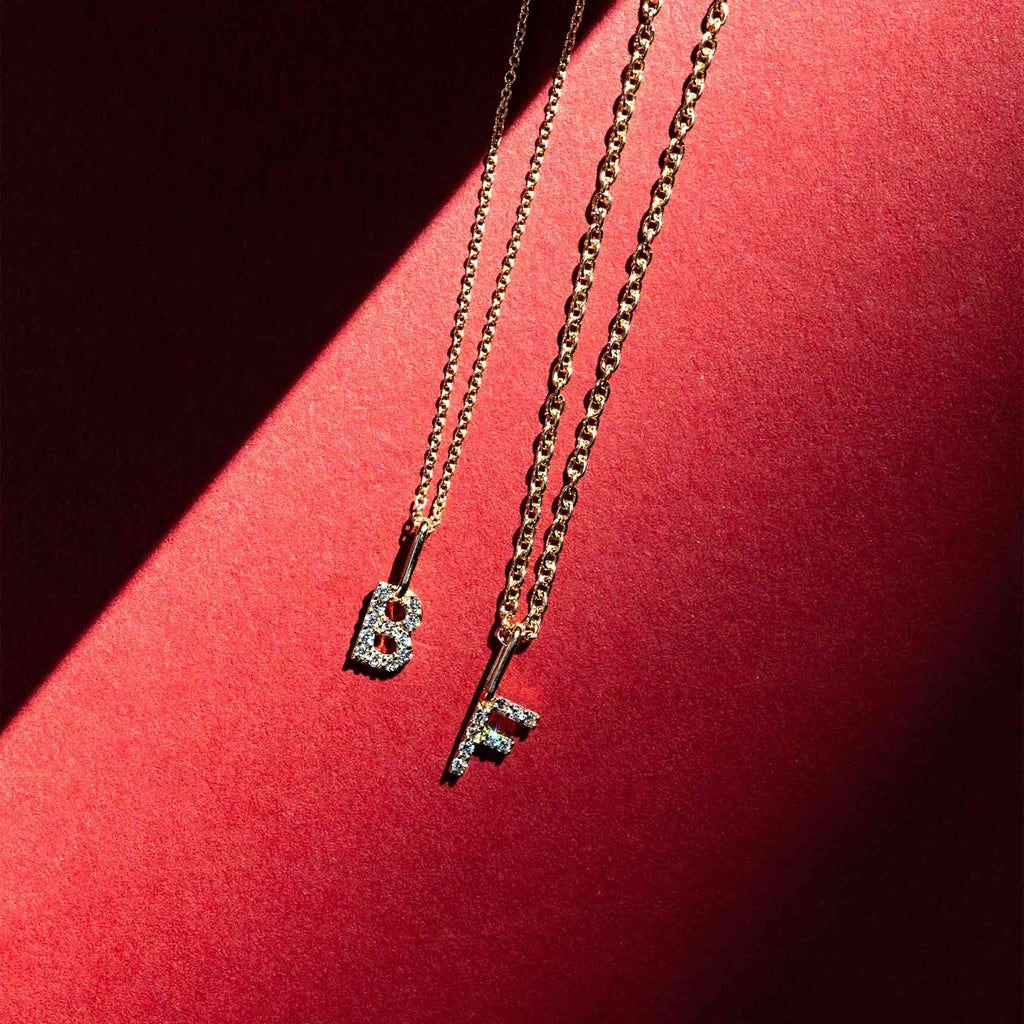 Diamond letter necklace | solid gold