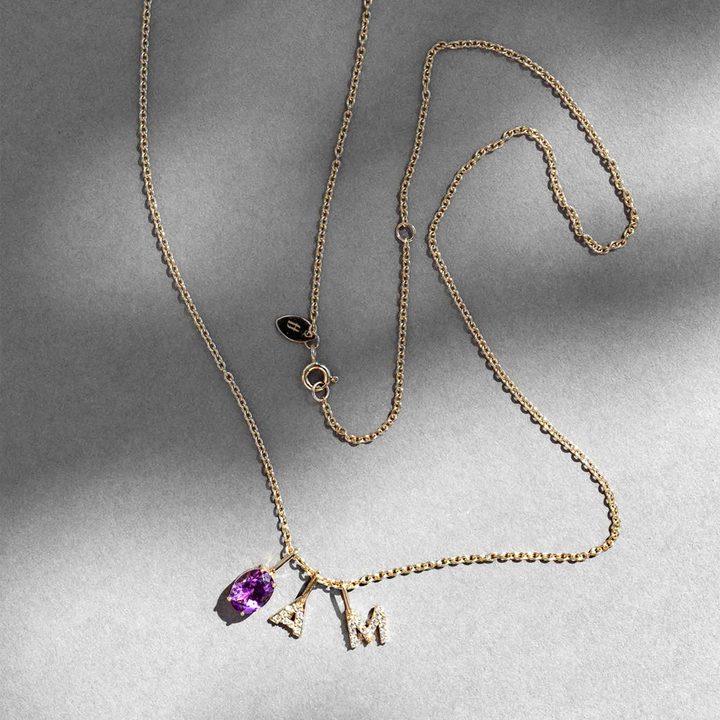 Diamond letter necklace | solid gold