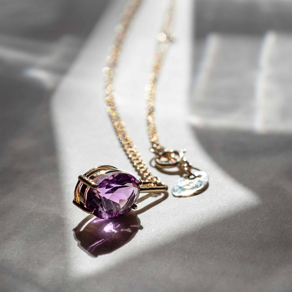 Birthstone necklace | solid gold