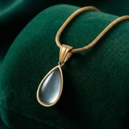 Luftli Elegante Schlangenkette Gold mit Tropfen-Anhänger (Grau-Blau) – 40cm + 5cm