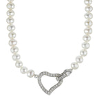 Collier Perlenkette und Zirkonias, 45 cm - Ansicht 1