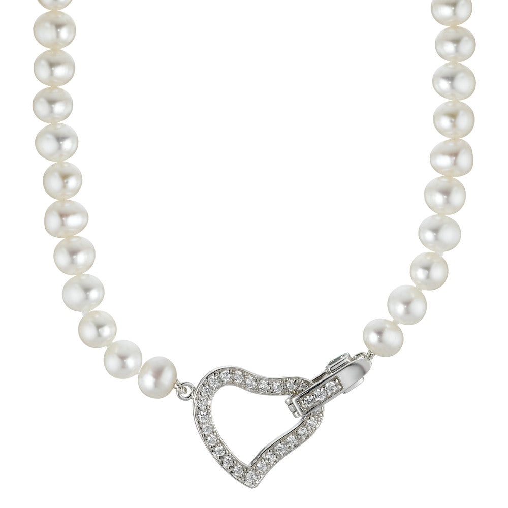 Collier Perlenkette und Zirkonias, 45 cm - Ansicht 1