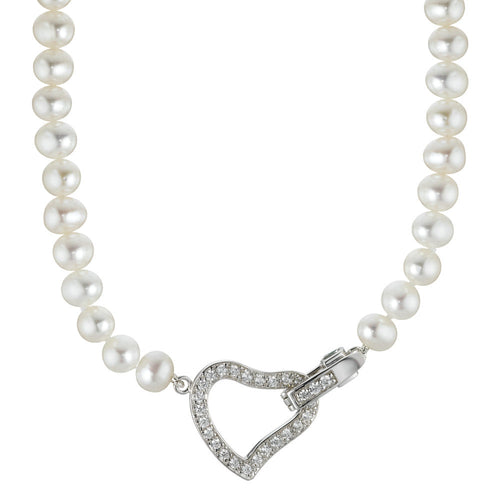 Collier Perlenkette und Zirkonias, 45 cm - Ansicht 1