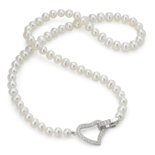 Collier Perlenkette und Zirkonias, 45 cm - Ansicht 2