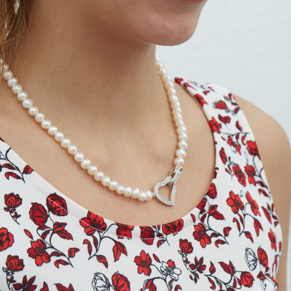 Collier Perlenkette und Zirkonias, 45 cm - Ansicht 3
