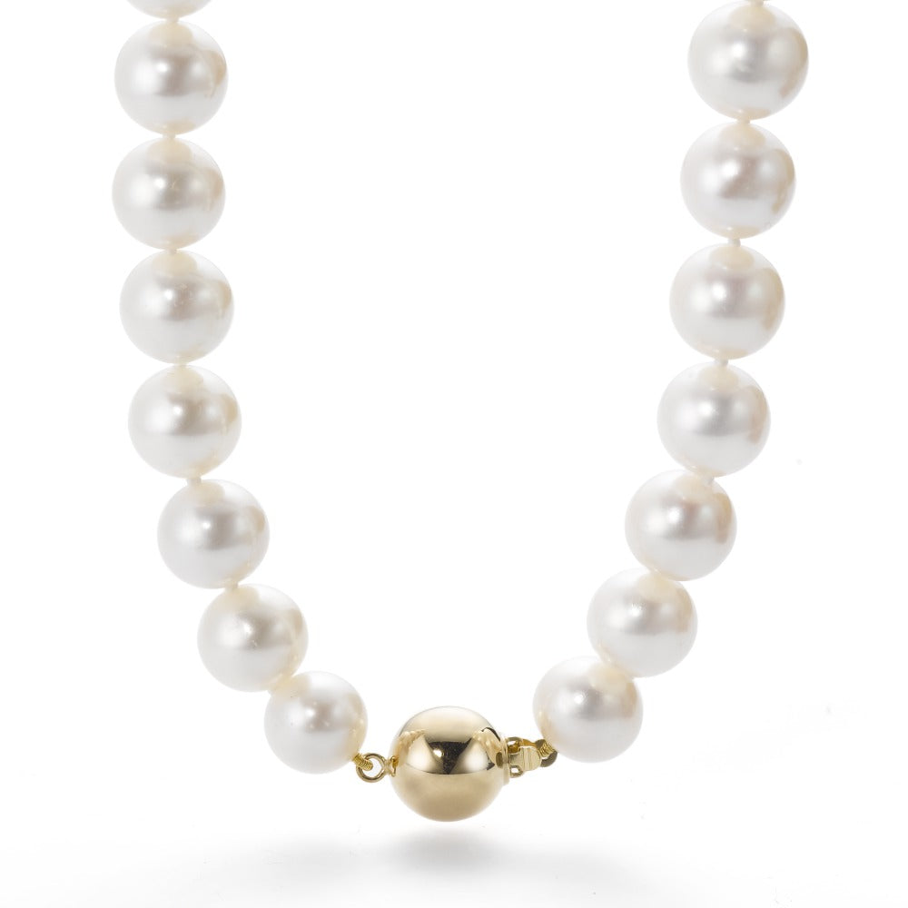 Collier 750/18 K Gelbgold Süsswasserzuchtperlen weiss 8-9 mm 45 cm - Ansicht 1