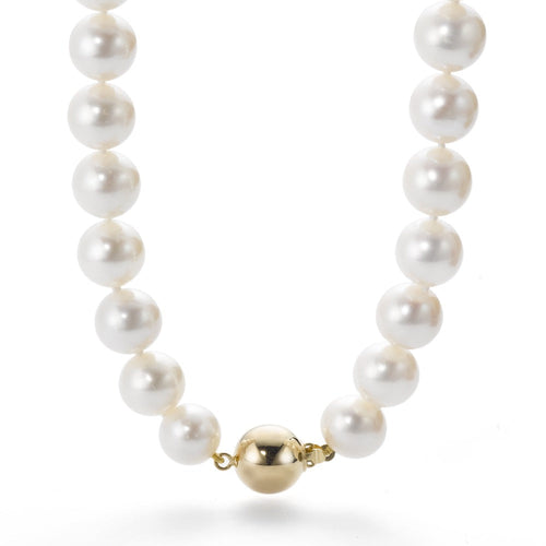 Collier 750/18 K Gelbgold Süsswasserzuchtperlen weiss 8-9 mm 45 cm - Ansicht 1
