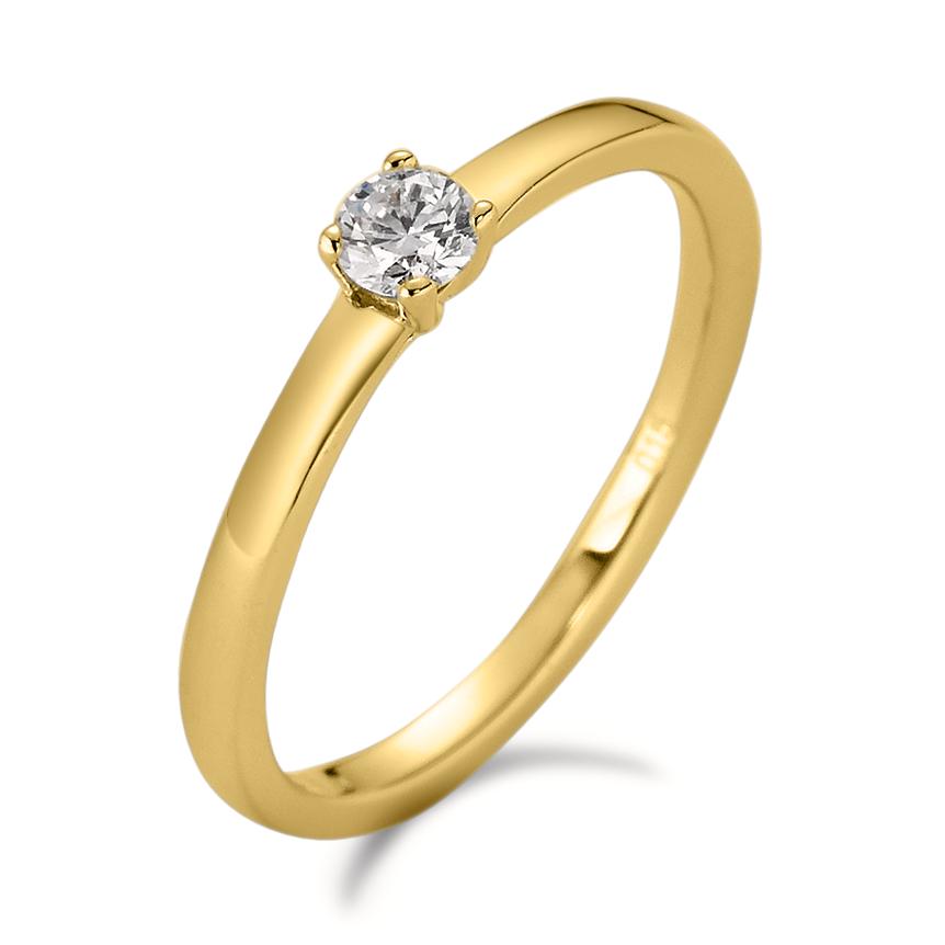 Solitär Ring 750/18 K Gelbgold Diamant weiss, 0.15 ct, Brillantschliff, w-si - Ansicht 1