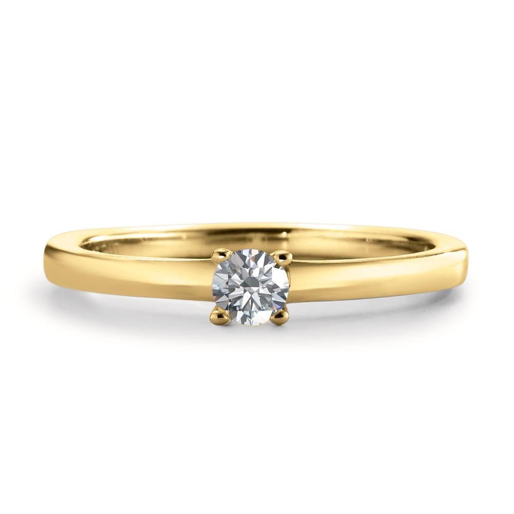 Solitär Ring 750/18 K Gelbgold Diamant weiss, 0.15 ct, Brillantschliff, w-si - Ansicht 2