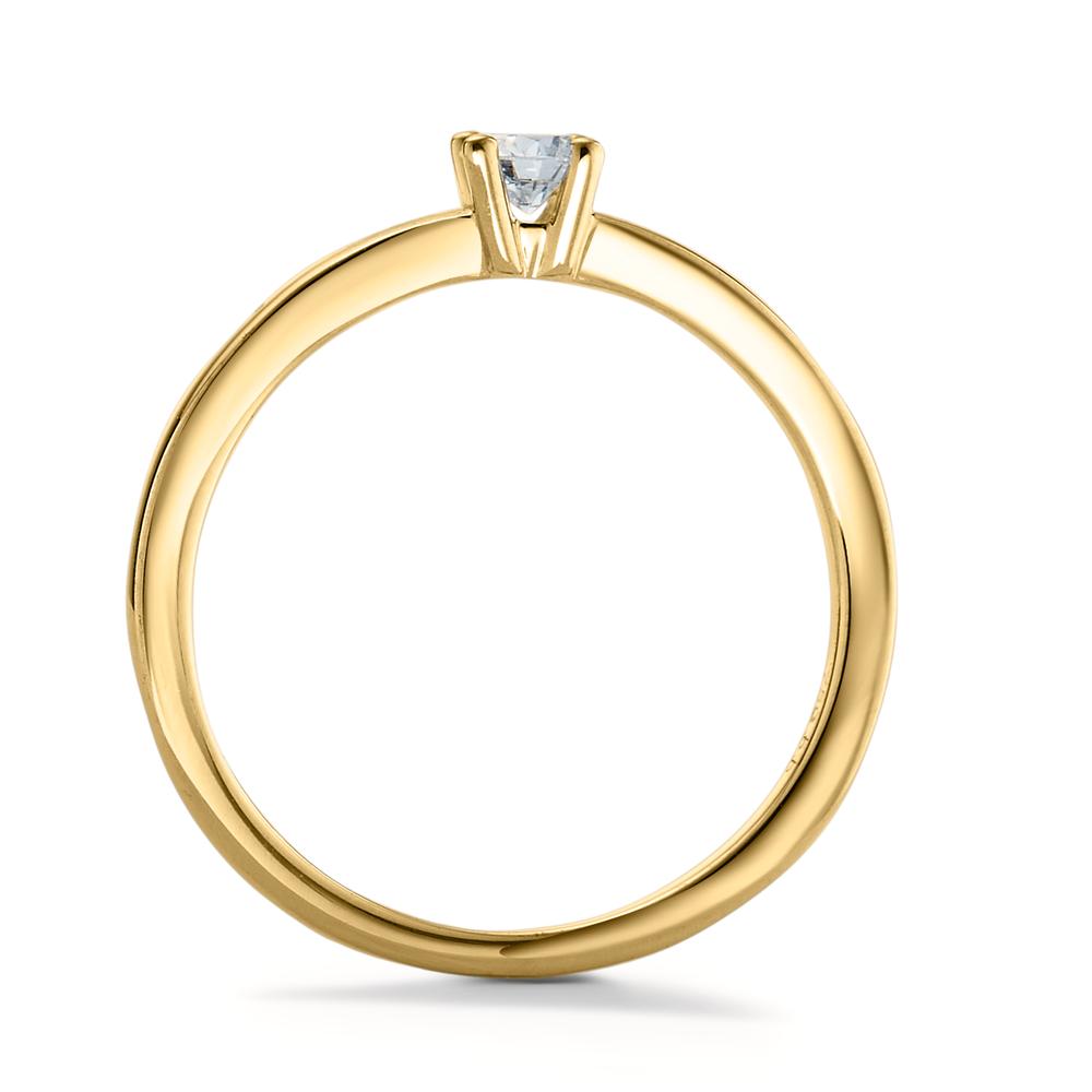 Solitär Ring 750/18 K Gelbgold Diamant weiss, 0.15 ct, Brillantschliff, w-si - Ansicht 3
