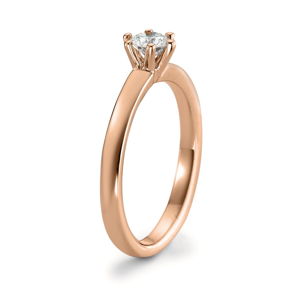 Solitär Ring 750/18 K Rotgold Diamant weiss, 0.20 ct, Brillantschliff, w-si - Ansicht 3