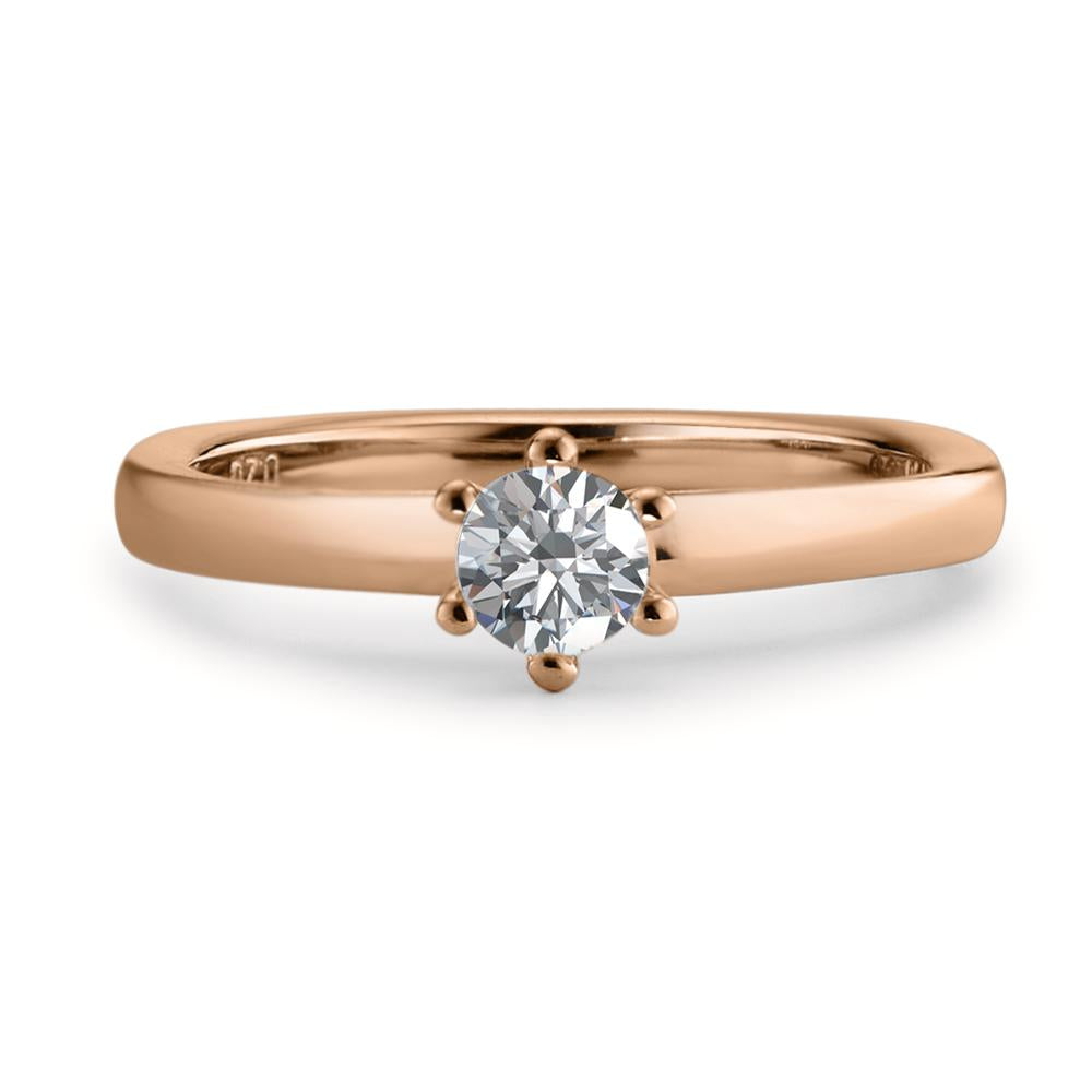 Solitär Ring 750/18 K Rotgold Diamant weiss, 0.20 ct, Brillantschliff, w-si - Ansicht 4