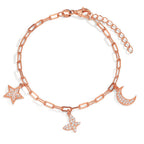 Armband Silber Zirkonia rosé vergoldet verstellbar - Ansicht 1