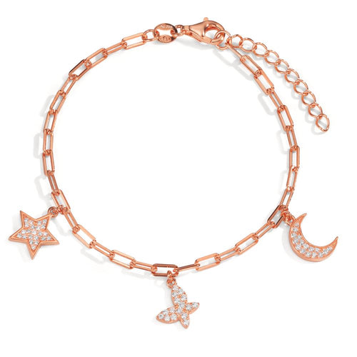 Armband Silber Zirkonia rosé vergoldet verstellbar - Ansicht 1