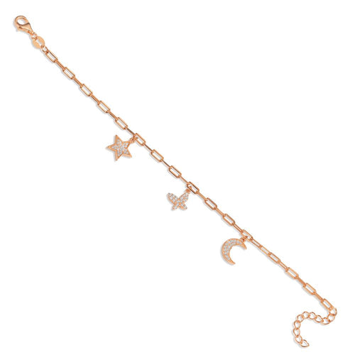 Armband Silber Zirkonia rosé vergoldet verstellbar - Ansicht 2