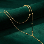 Luftli Layering Y-Halskette Gold mit feinen Kugeln (Satelliten-Kette) – 36cm + 15cm Drop