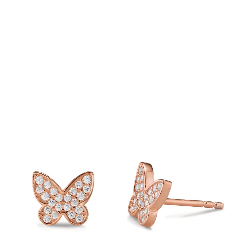 Ohrstecker Silber Zirkonia rosé vergoldet Schmetterling Ø7 mm - Ansicht 1