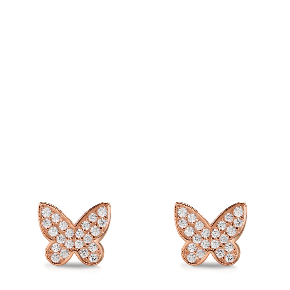 Ohrstecker Silber Zirkonia rosé vergoldet Schmetterling Ø7 mm - Ansicht 2