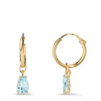 Creolen mit Einhänger 375/9 K Gelbgold Topas blau, 2 Steine - Ansicht 1