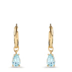 Creolen mit Einhänger 375/9 K Gelbgold Topas blau, 2 Steine - Ansicht 2