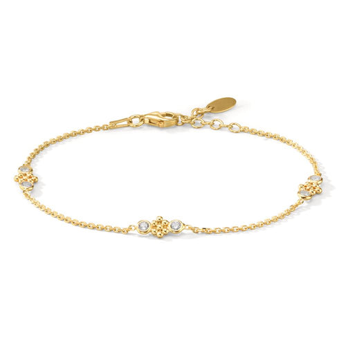 Armband Silber Zirkonia 6 Steine gelb vergoldet verstellbar - Ansicht 1