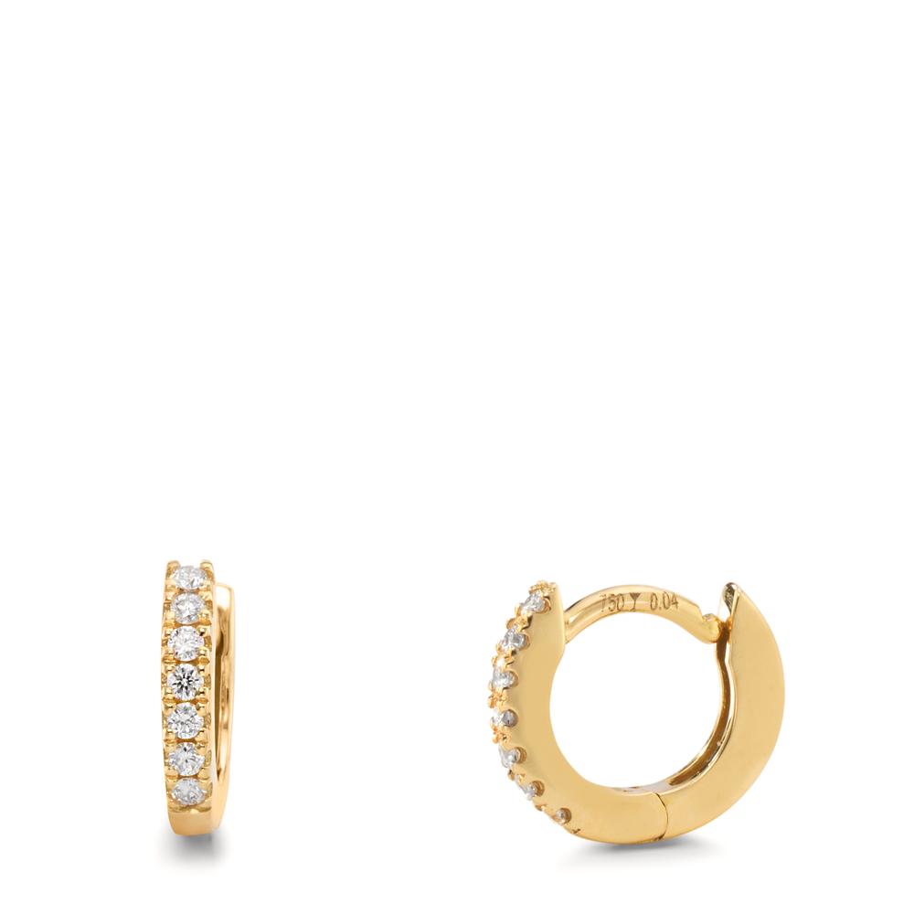 Klappcreolen 750/18 K Gelbgold Diamant 0.08 ct, 14 Steine, w-si - Ansicht 1