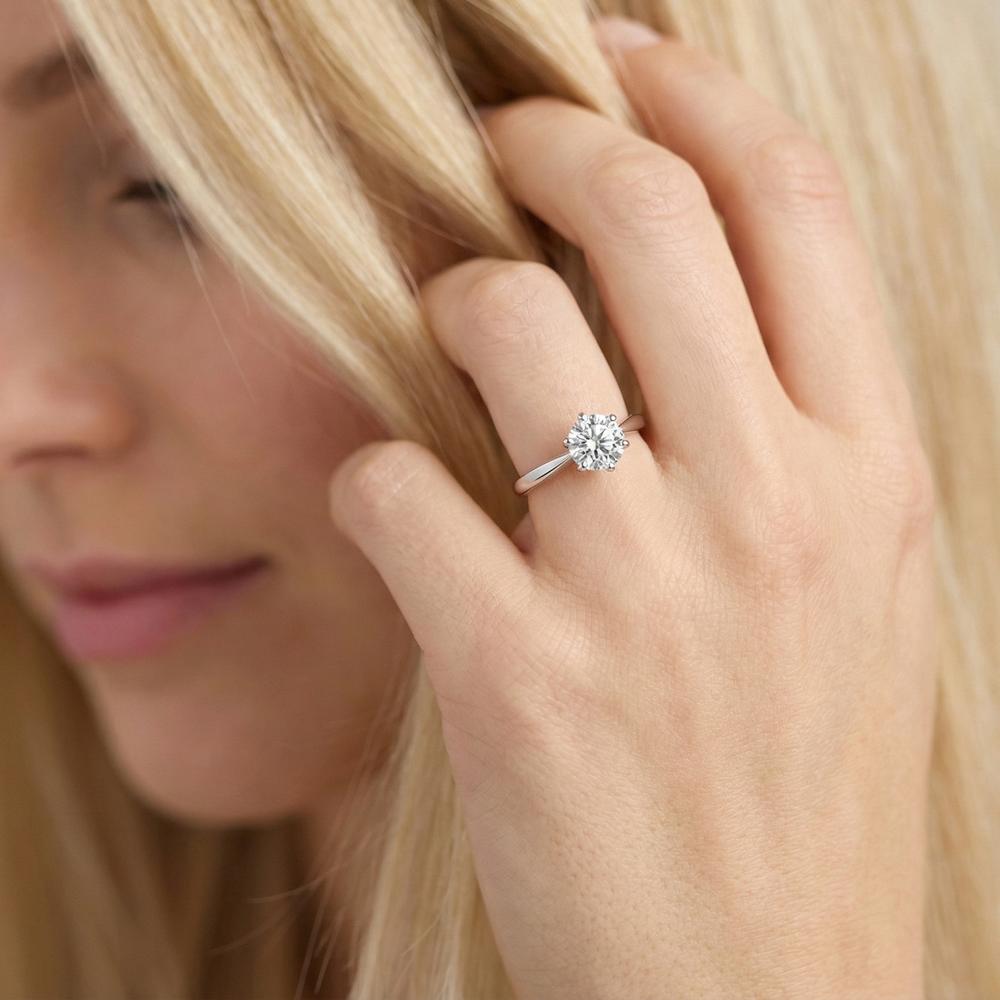 Solitär Ring 750/18 K Weissgold Diamant Lab Grown 1 ct, w-si - Ansicht 4