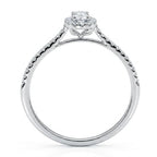 Solitär Ring 750/18 K Weissgold Diamant 0.15 ct, oval, w-si, Diamant 0.16 ct, 36 Steine, w-si - Ansicht 3