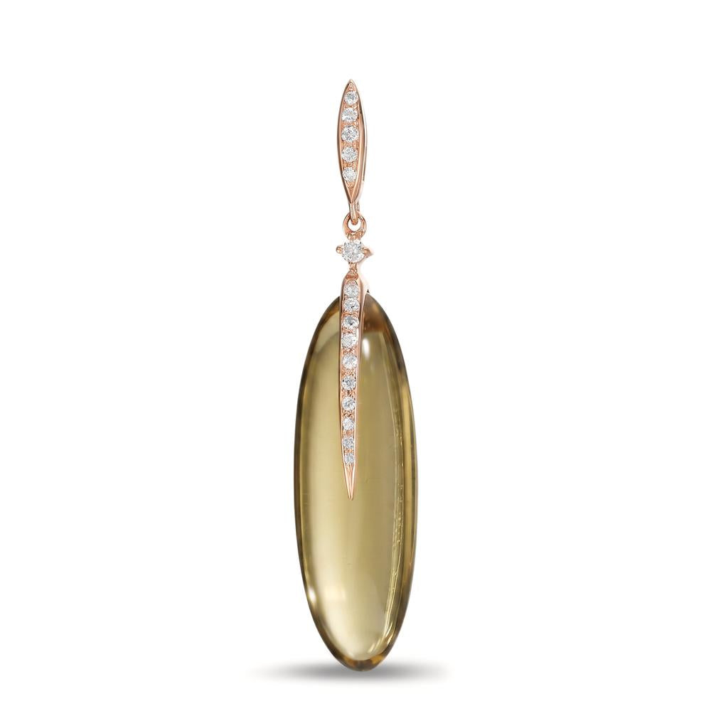 Anhänger 750/18 K Rosegold Quarz olivgrün, 14 ct, Diamant 0.09 ct, 23 Steine, w-vsi - Ansicht 1
