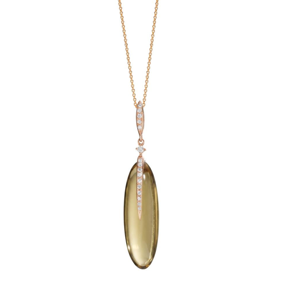 Anhänger 750/18 K Rosegold Quarz olivgrün, 14 ct, Diamant 0.09 ct, 23 Steine, w-vsi - Ansicht 6