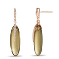 Ohrhänger 750/18 K Rosegold Quarz olivgrün, 16 ct, 2 Steine, Diamant 0.12 ct, 32 Steine, w-si - Ansicht 1