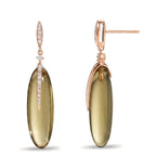 Ohrhänger 750/18 K Rosegold Quarz olivgrün, 16 ct, 2 Steine, Diamant 0.12 ct, 32 Steine, w-si - Ansicht 1