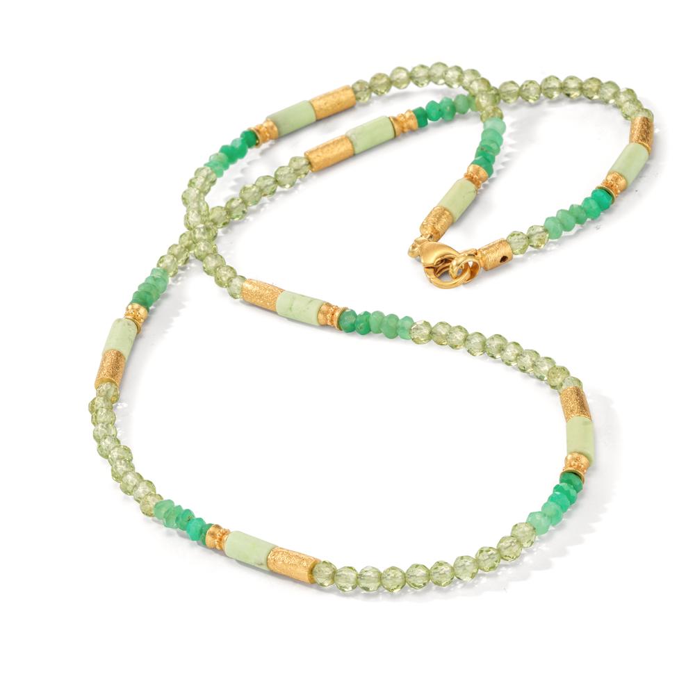 Collier Silber Zitronenchrysopras, Peridot, Chrysopras gelb vergoldet 42 cm - Ansicht 3