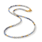 Collier Silber Tansanit, Iolith gelb vergoldet Süsswasserzuchtperlen Oval grau, 3 mm 42 cm - Ansicht 3