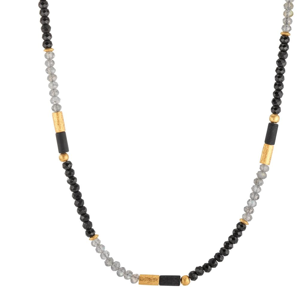 Collier Silber Mergel, Spinell, Labradorit gelb vergoldet 42 cm - Ansicht 1