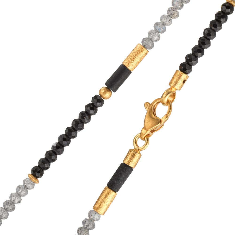 Collier Silber Mergel, Spinell, Labradorit gelb vergoldet 42 cm - Ansicht 2
