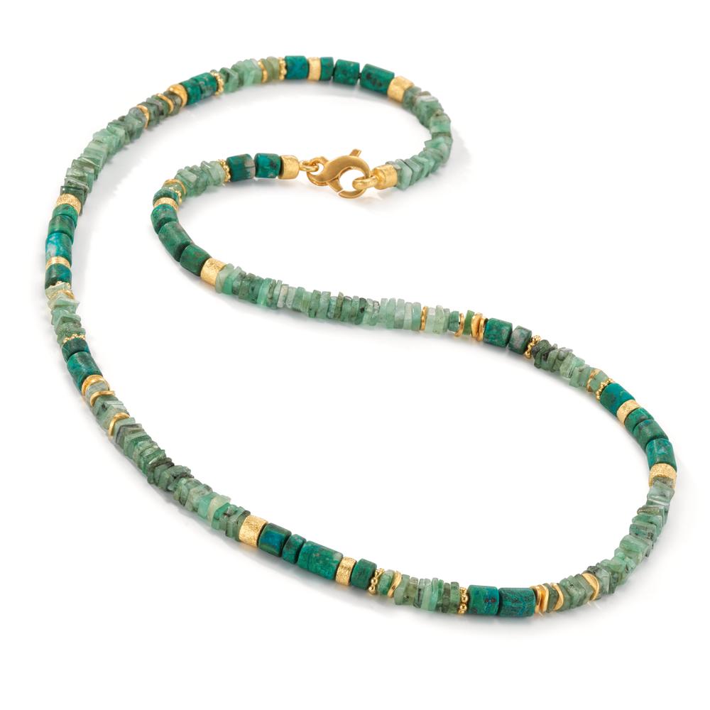 Collier Silber Smaragd, Chrysokoll gelb vergoldet 45 cm - Ansicht 3