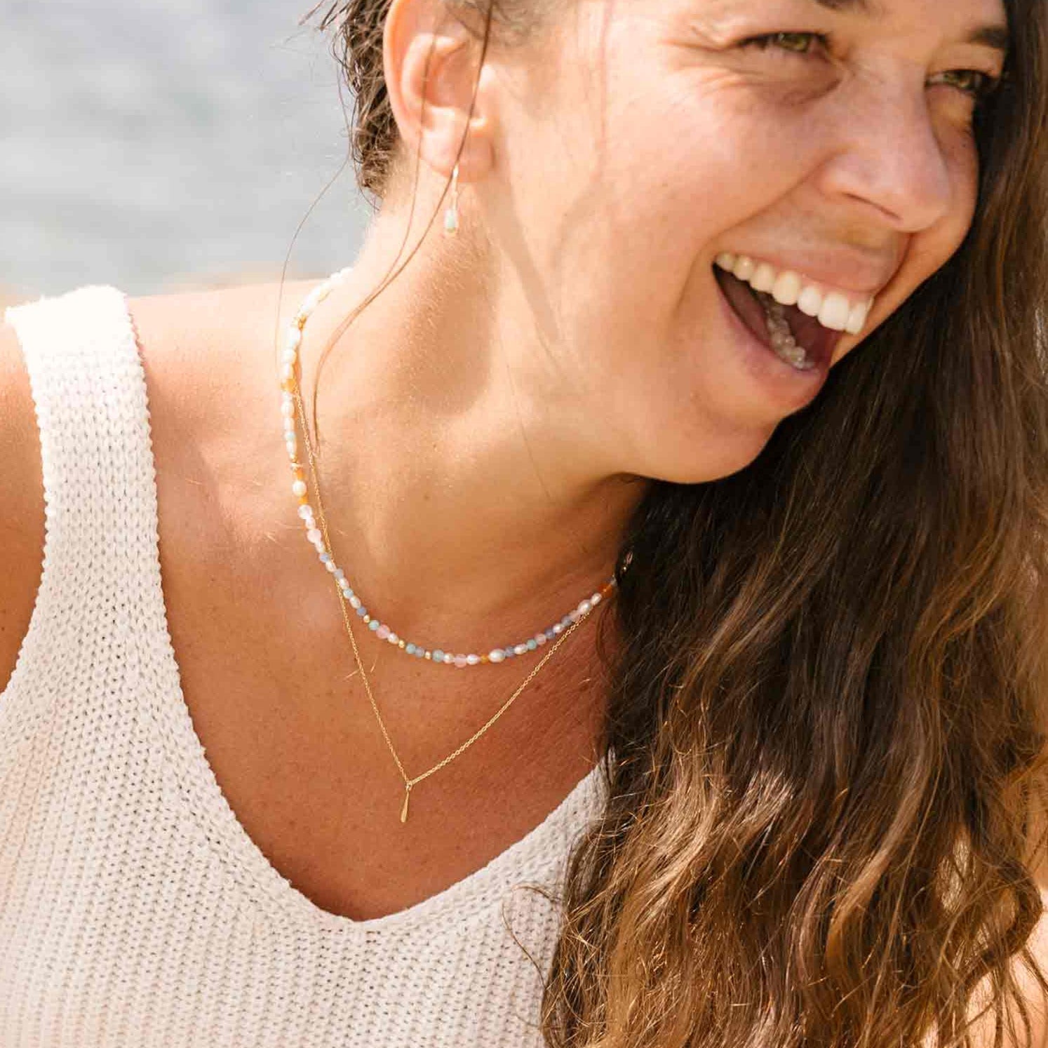 Summer pearl choker necklace