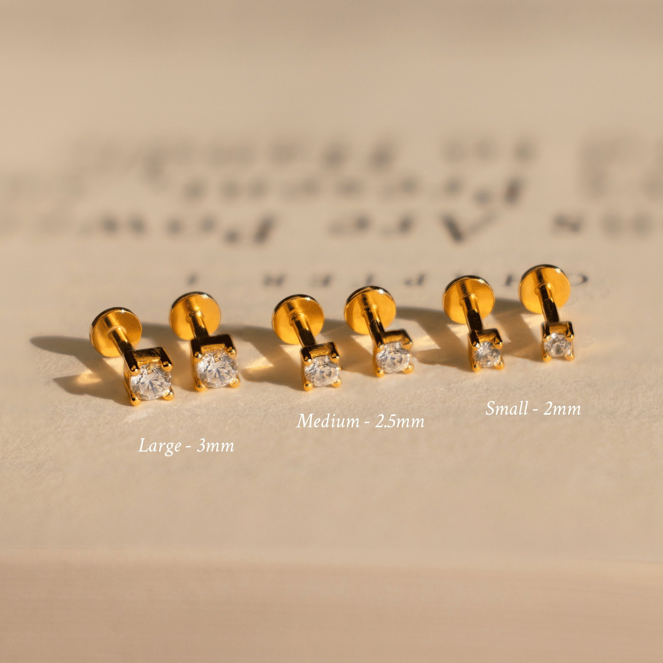 Diamant Flachrücken Ohrstecker Set – Luftli