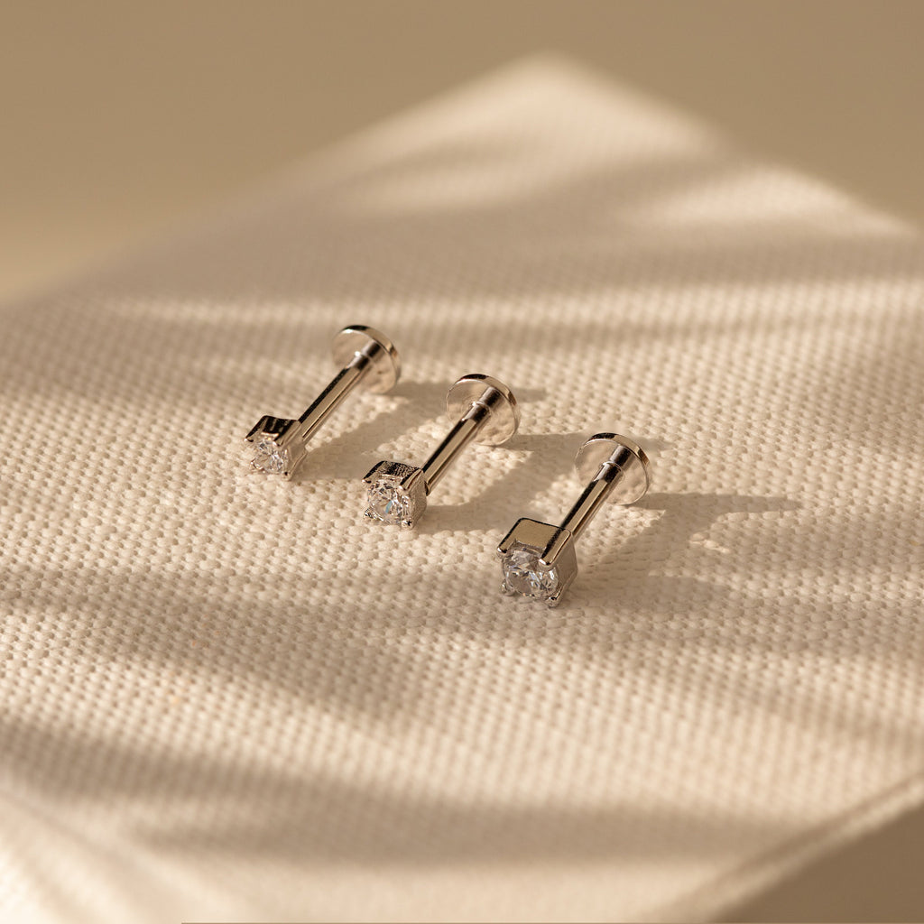 Diamant Flachrücken Ohrstecker Set – Luftli