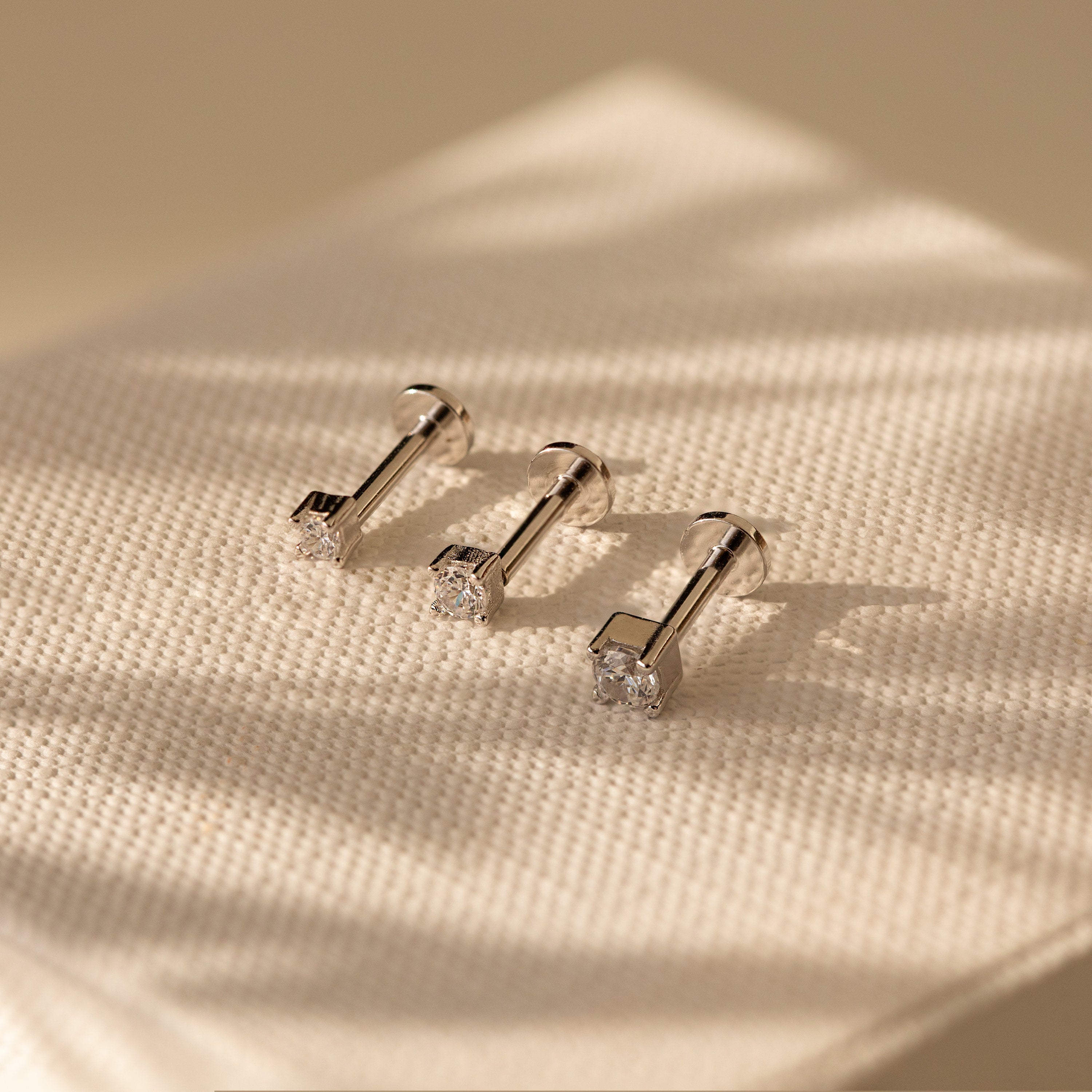 Diamant Flachrücken Ohrstecker Set – Luftli