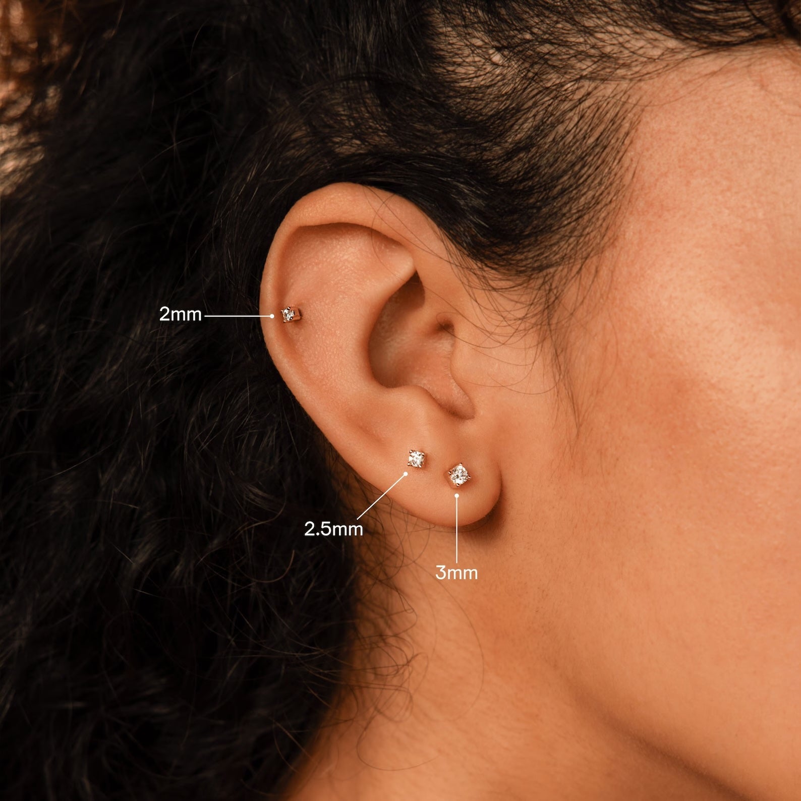 Diamant Flachrücken Ohrstecker Set – Luftli