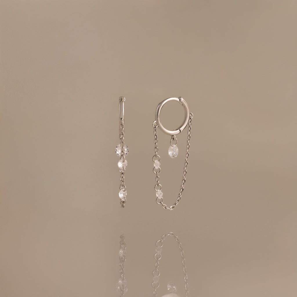 Kristall Kette Drop Huggie Creolen – Luftli