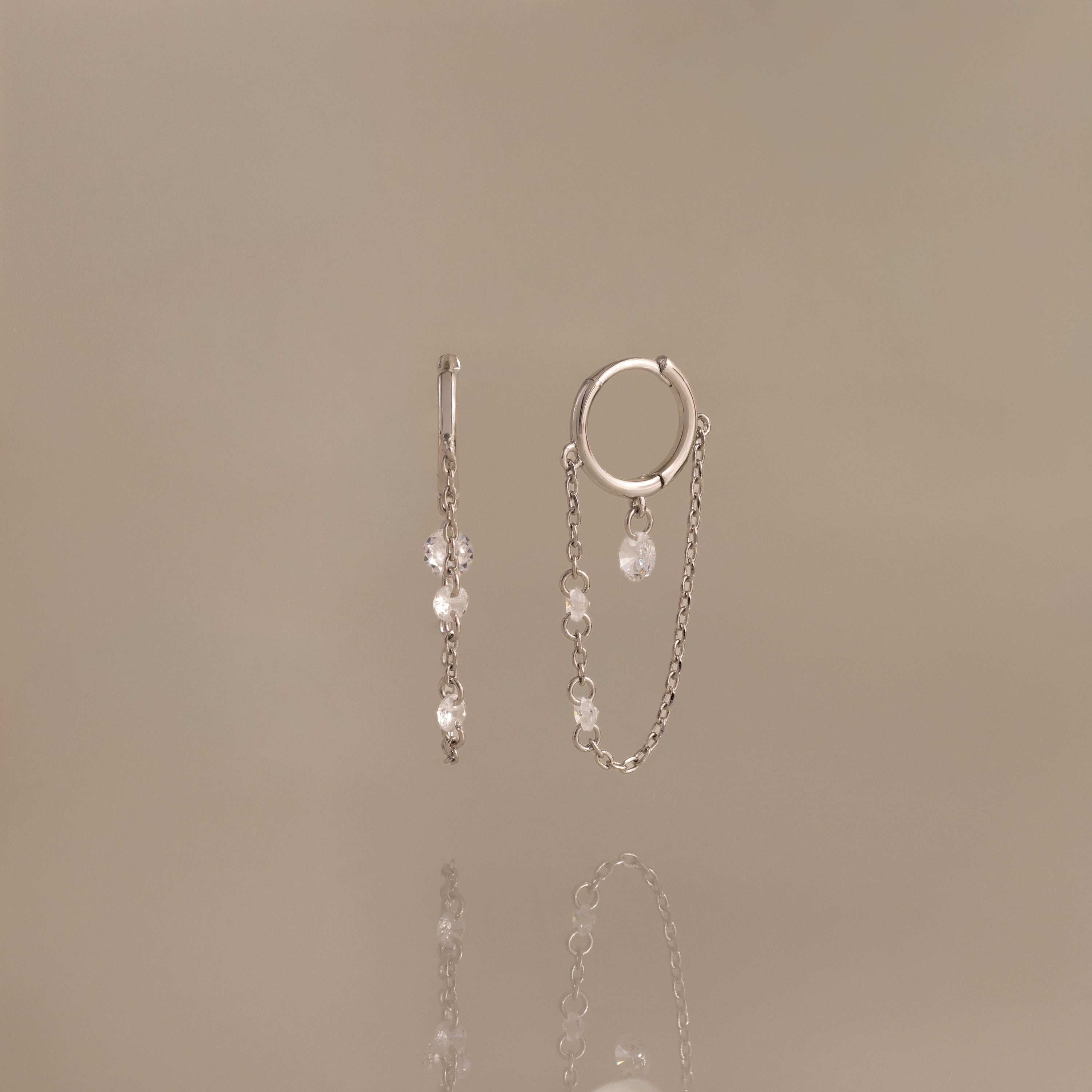 Kristall Kette Drop Huggie Creolen – Luftli