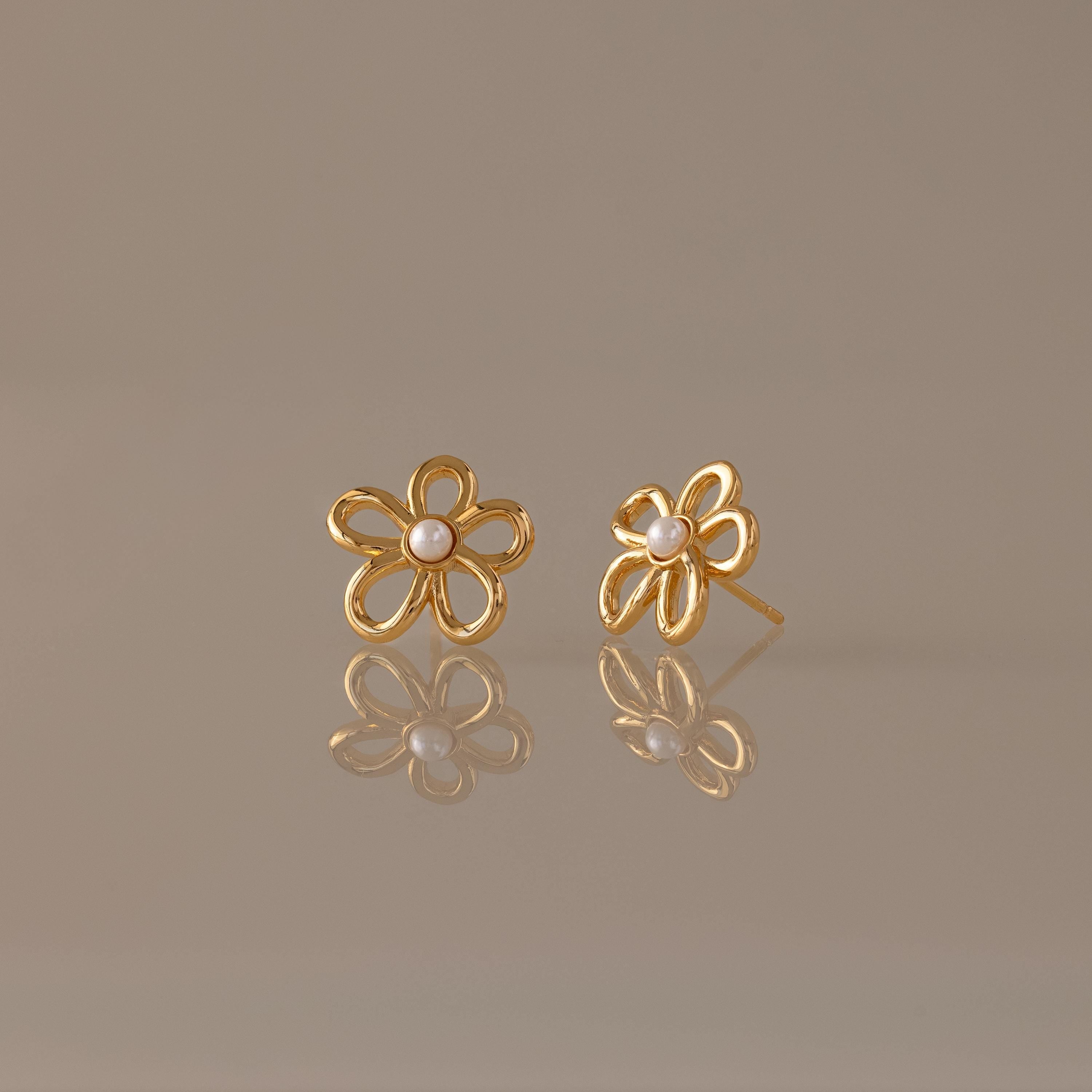 Lila Blüten Perle Ohrstecker – Luftli