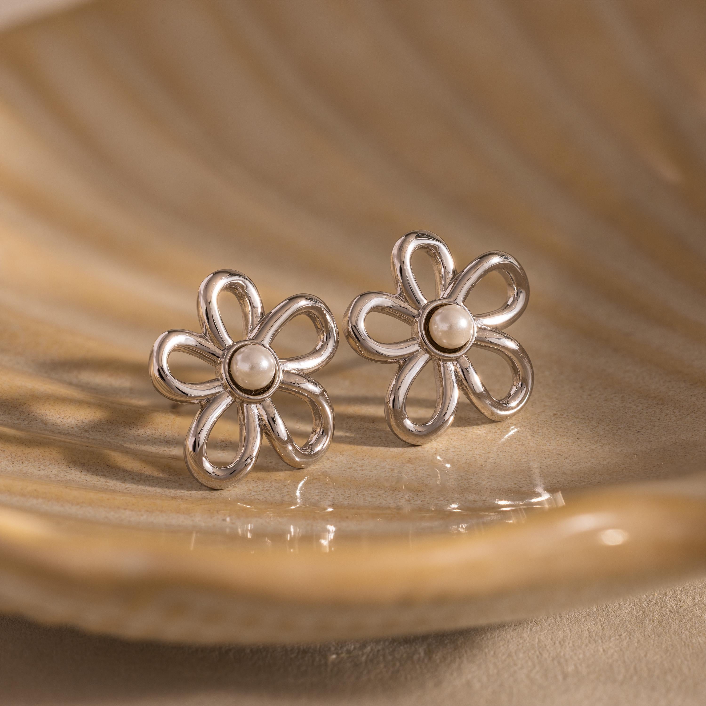 Lila Blüten Perle Ohrstecker – Luftli