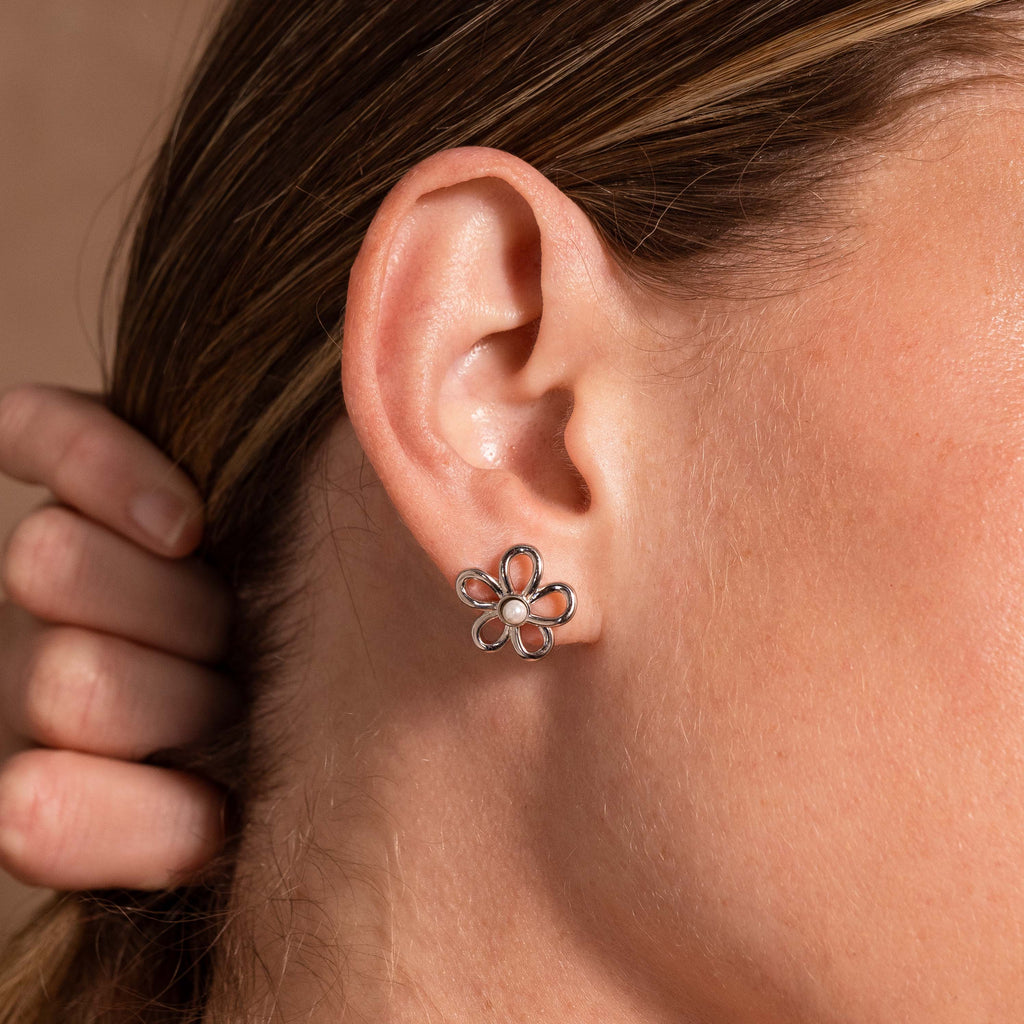 Lila Blüten Perle Ohrstecker – Luftli