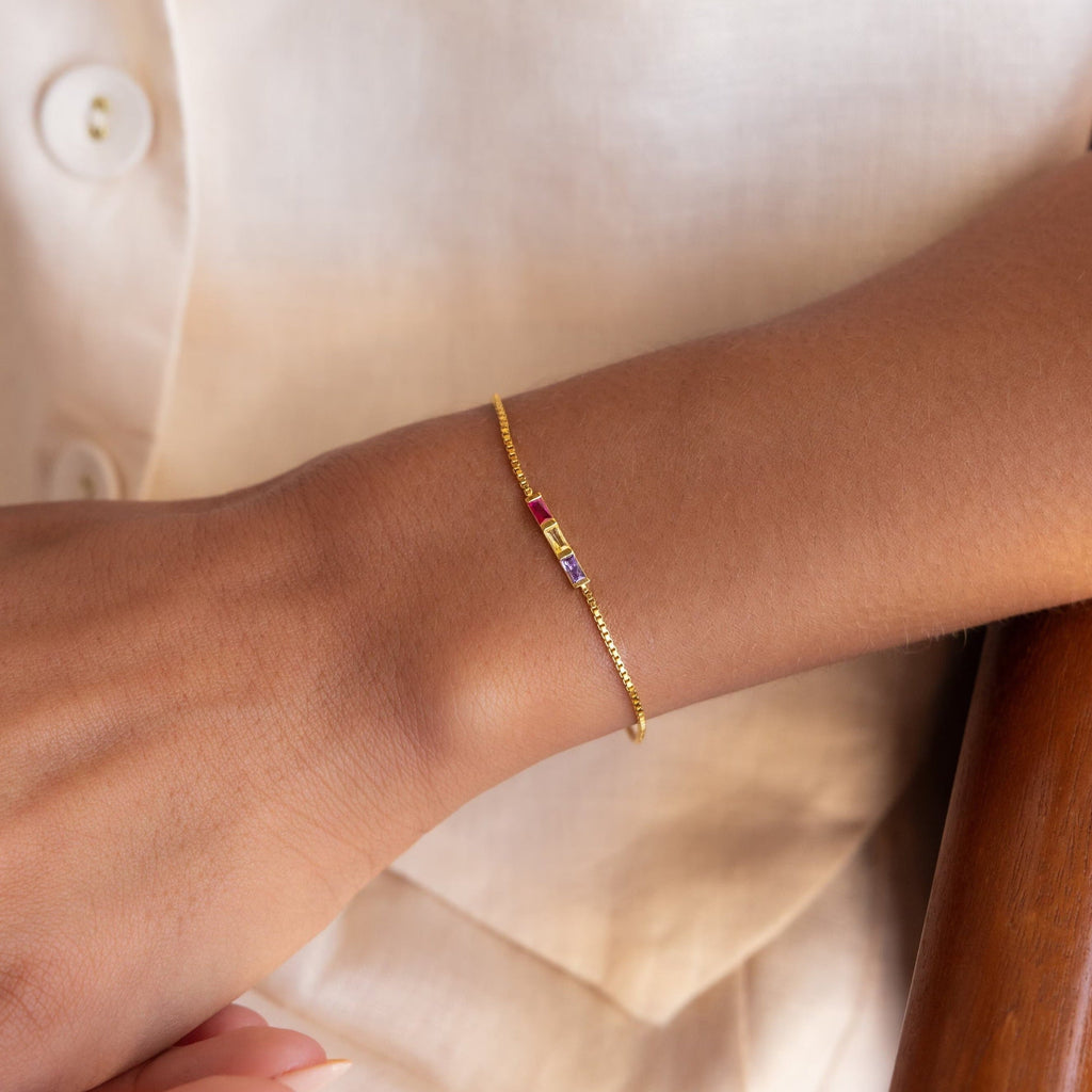 Mehrfach Baguette Geburtsstein Armband – Luftli