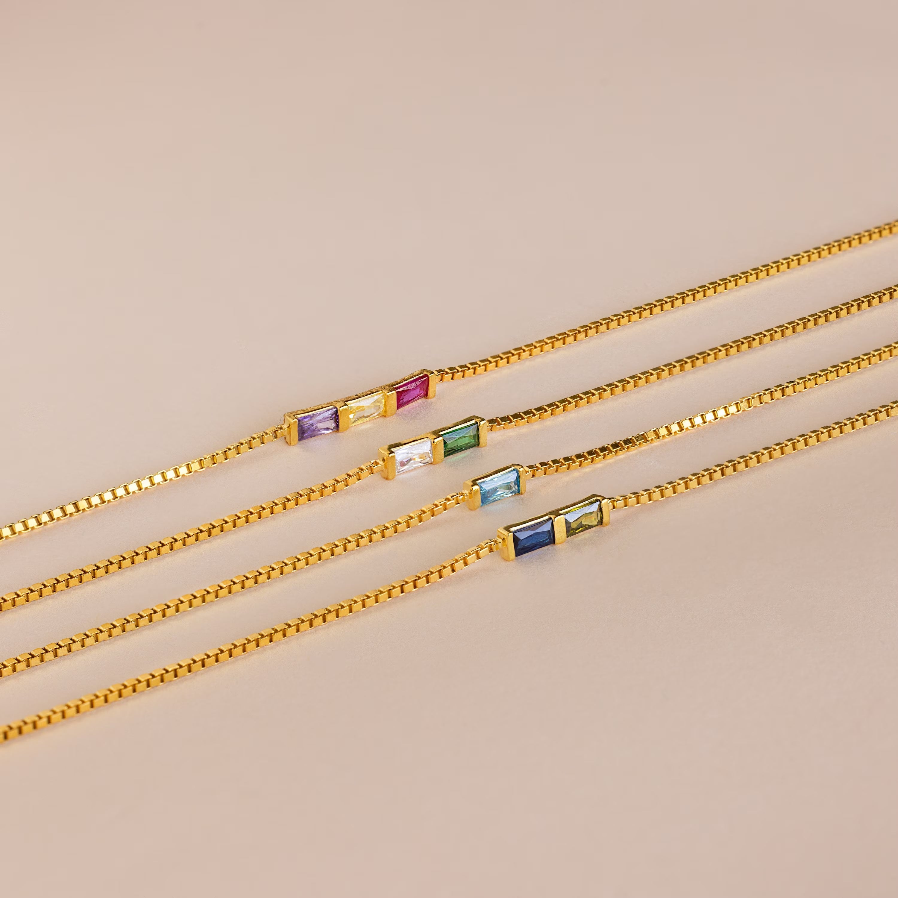Mehrfach Baguette Geburtsstein Armband – Luftli
