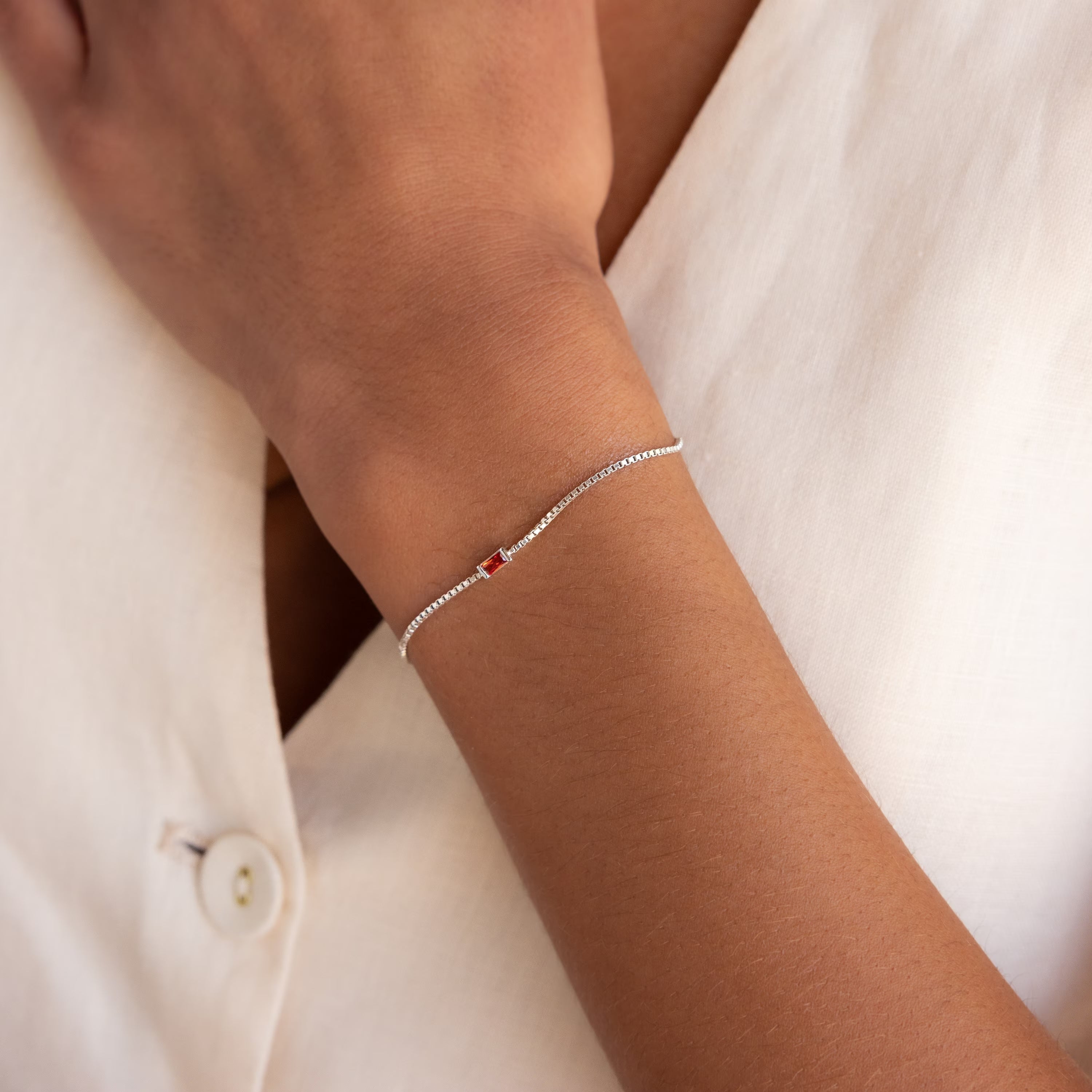Mehrfach Baguette Geburtsstein Armband – Luftli